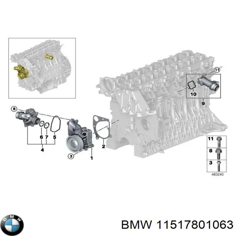 Помпа охолодження BMW 11517801063 ціна, від 98.14 USD