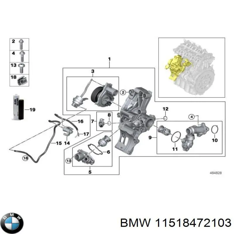 Помпа охолодження BMW 11518472103 ціна, від 108.82 USD