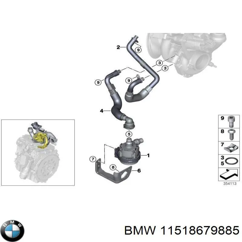Водяний насос охолодження електричний додатковий BMW 11518679885 ціна, від 34.70 USD