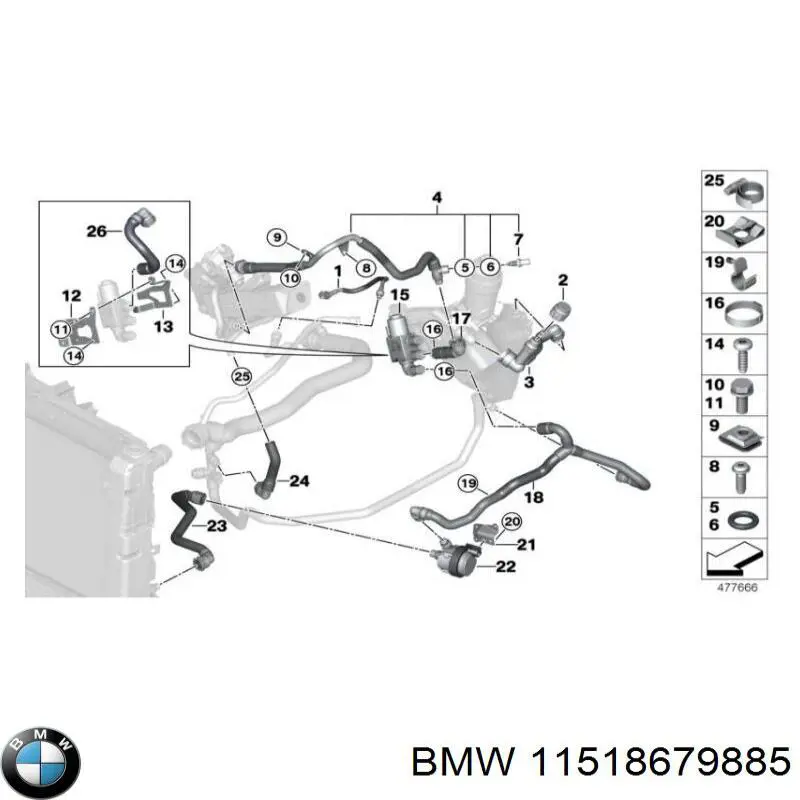 Купити 11518679885 BMW Помпа водяна, додатковий електричний