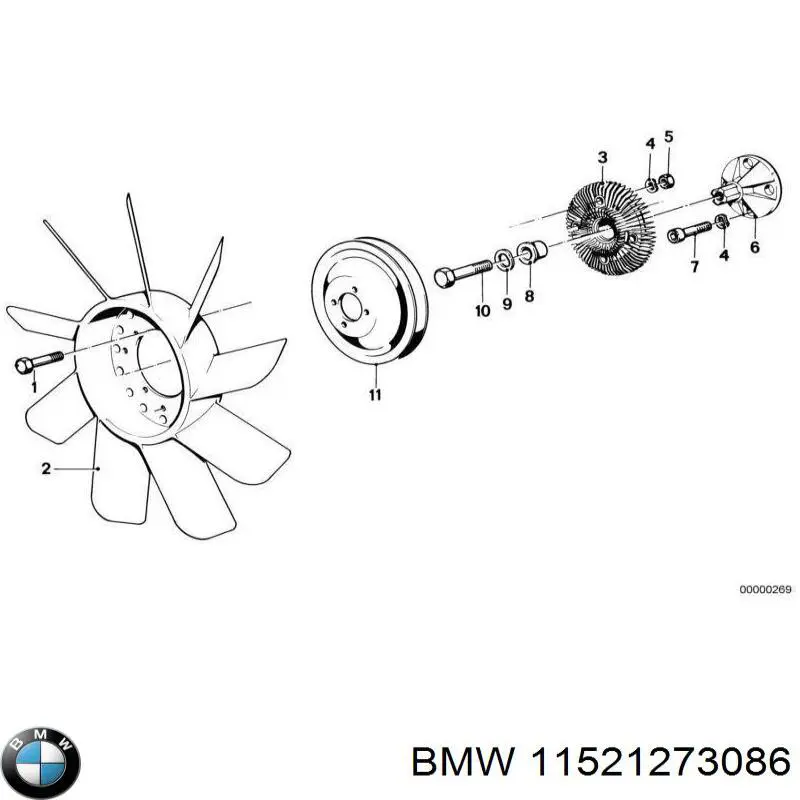 Вискомуфта вентилятора 11521273086 BMW