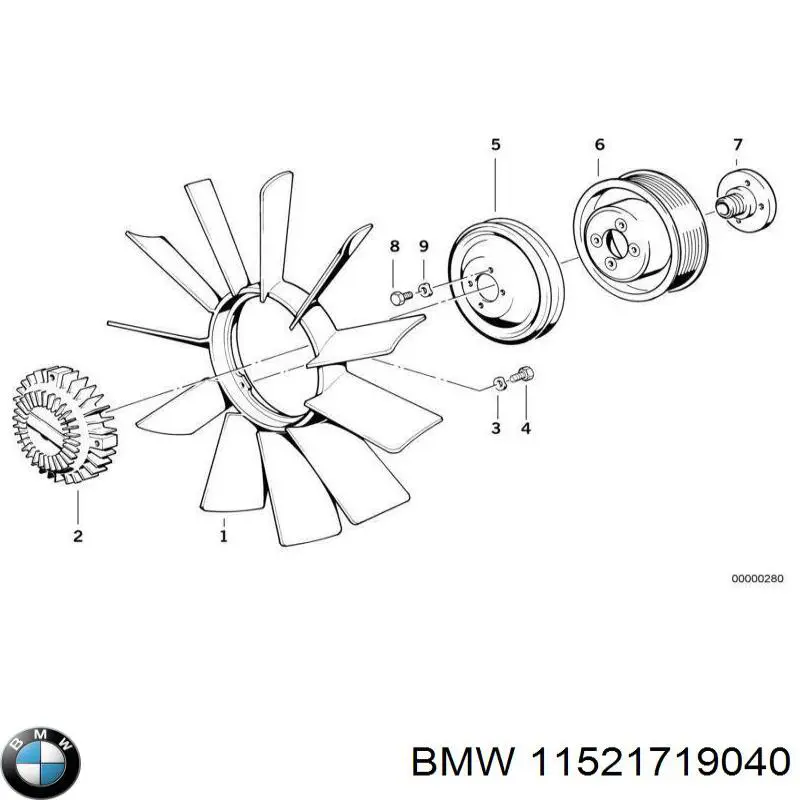 11521719040 BMW Вентилятор / крильчатка радіатора охолодження