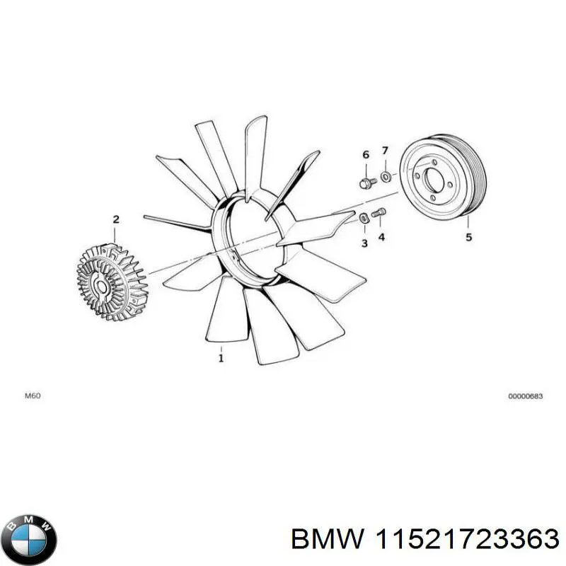 11521723363 BMW Вентилятор / крильчатка радіатора охолодження