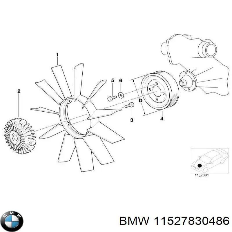 В'язкова муфта вентилятора BMW 11527830486 ціна, від 34.76 USD
