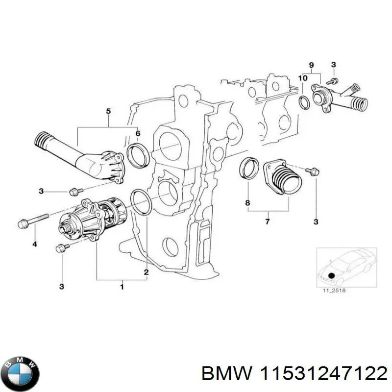 11531247122 BMW Фланець системи охолодження (трійник)
