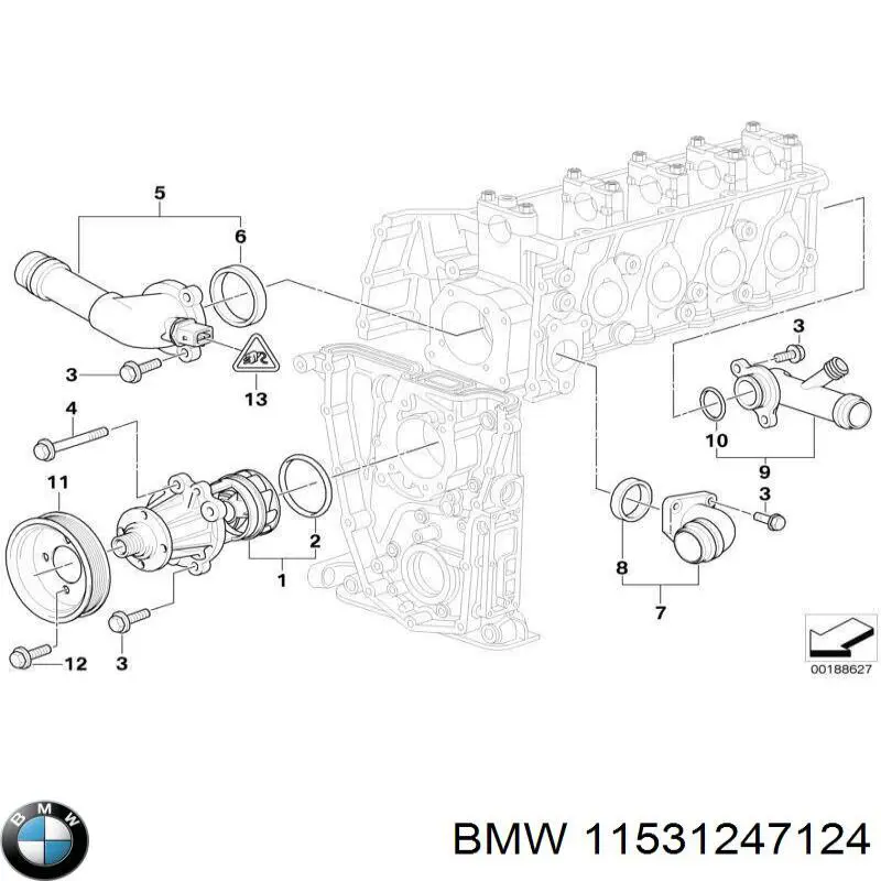 11537503535 BMW прокладка фланця (трійника системи охолодження)