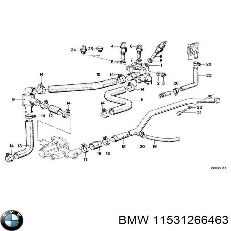 11531266463 BMW шланг/патрубок радіатора охолодження, верхній