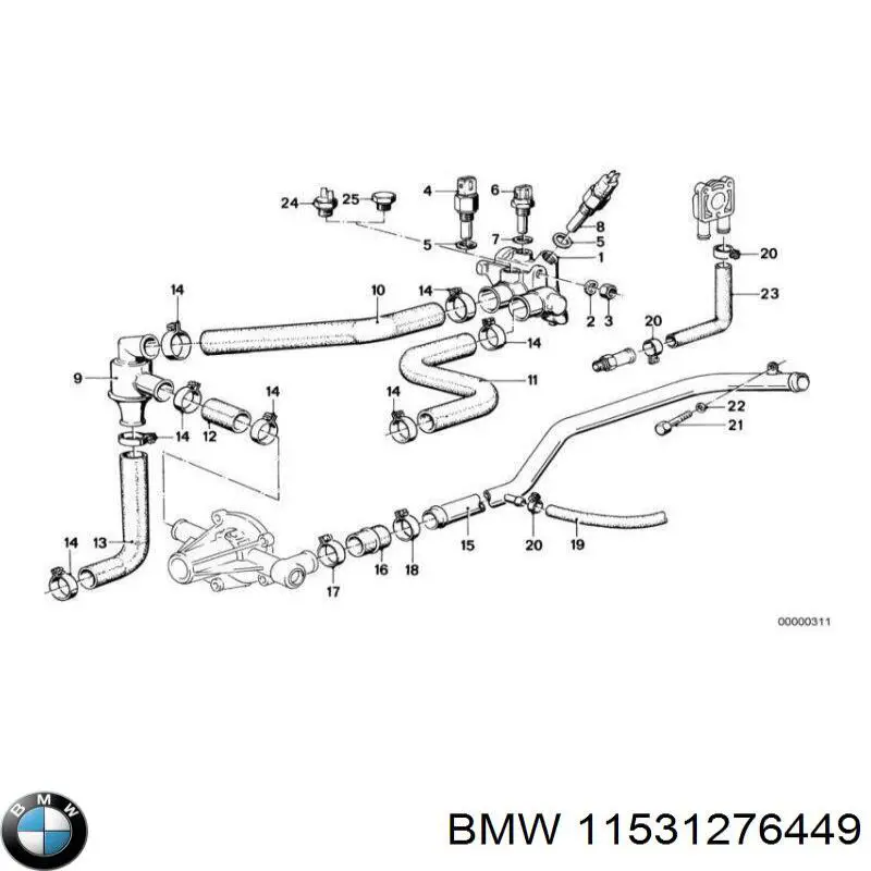 Шланг/патрубок системи охолодження 11531276449 BMW