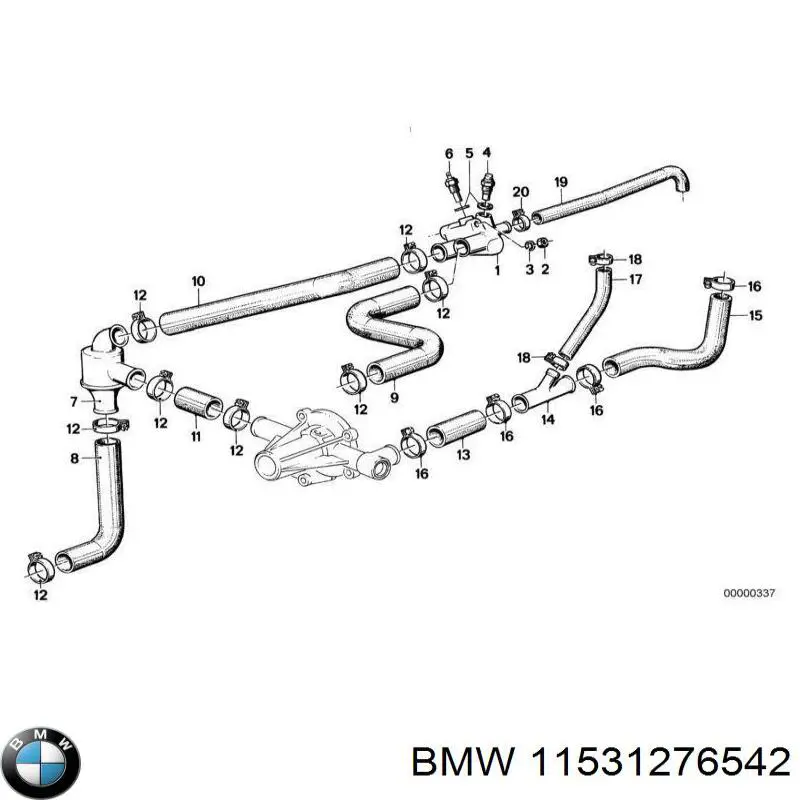 Шланг/патрубок радіатора охолодження, верхній 11531276542 BMW