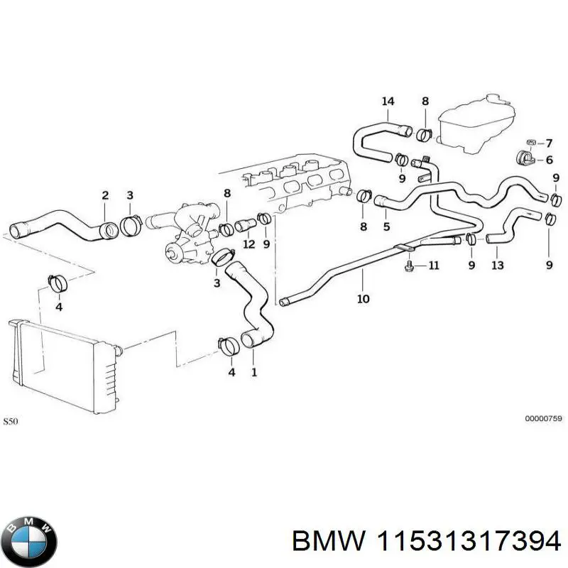 Патрубок системи охолодження BMW 11531317394 ціна, від 57.78 USD