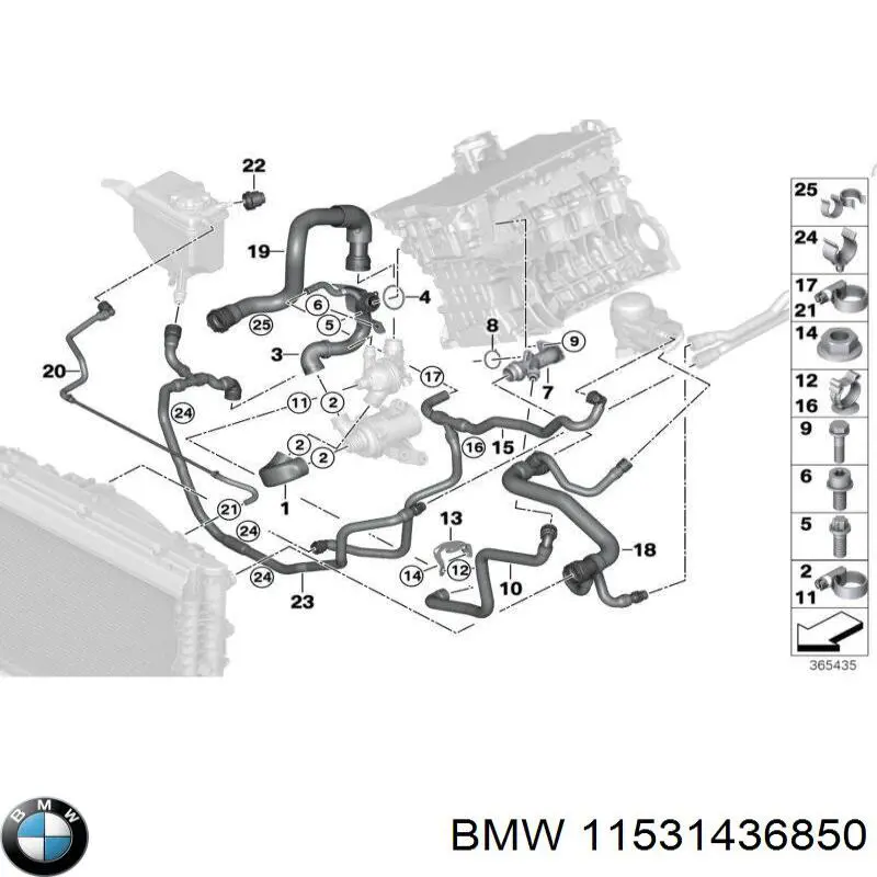 Заглушка системи охолодження 11531436850 BMW