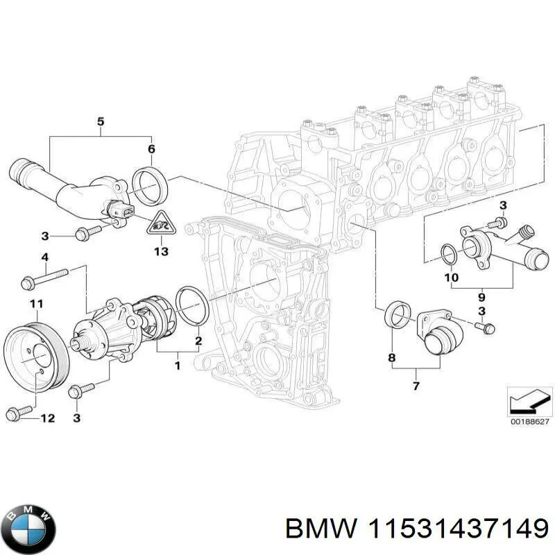11531437149 BMW Прокладка корпусу термостата