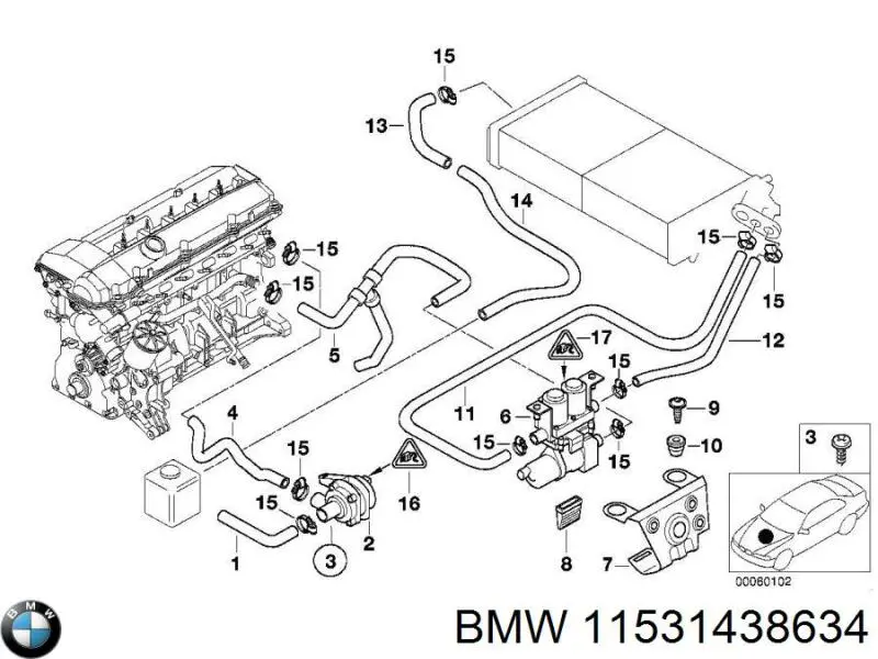 11531438634 BMW Шланги системи охолодження