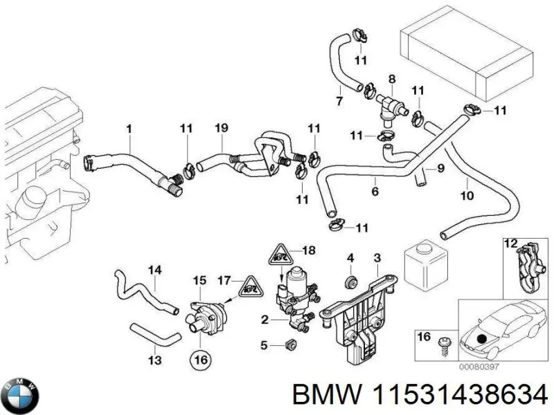 Патрубок системи охолодження BMW 11531438634 ціна, від 20.77 USD