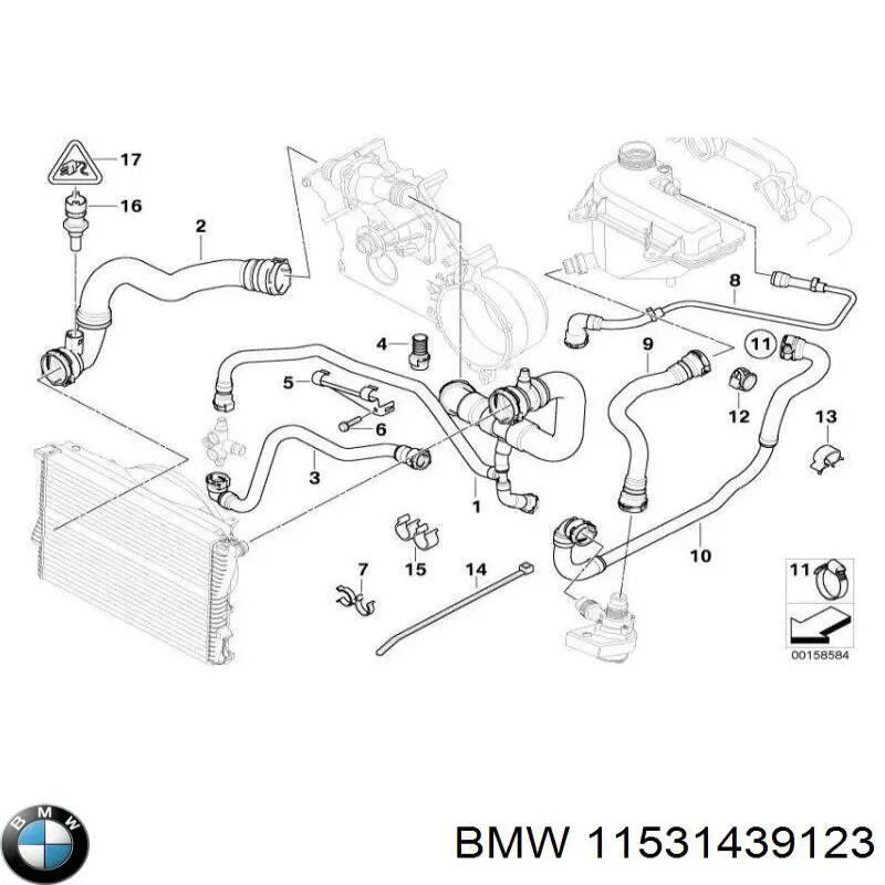 Купити 11531439123 BMW Шланг розширювального бачка, верхній