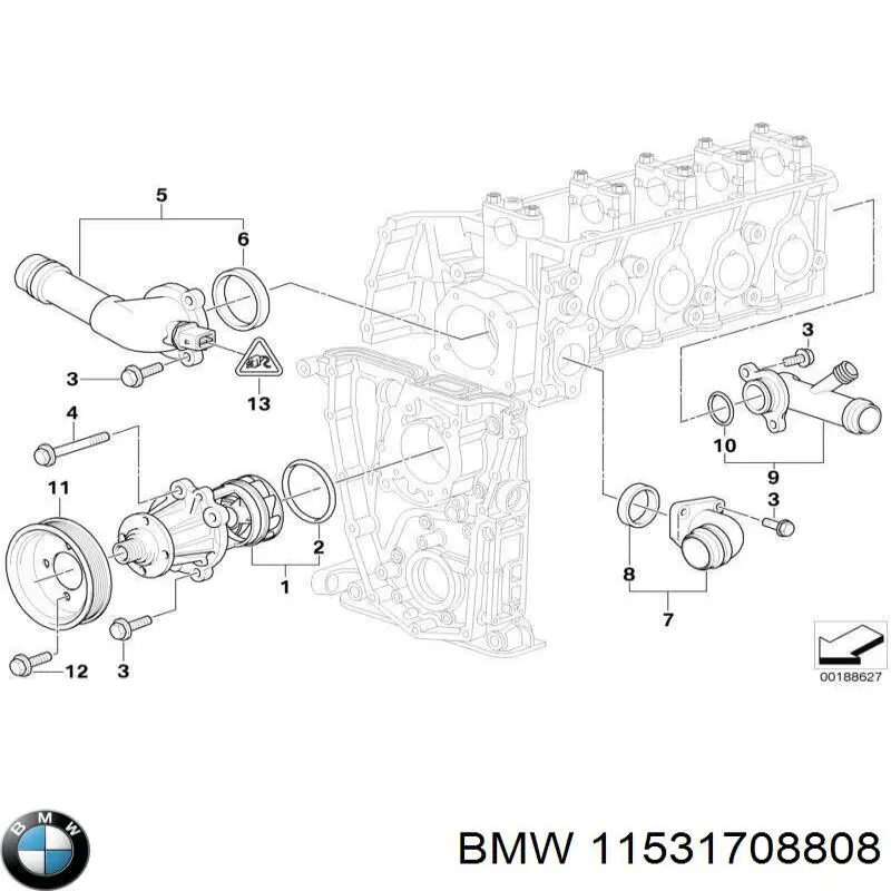 Купити 11531708808 BMW Фланець системи охолодження (трійник)