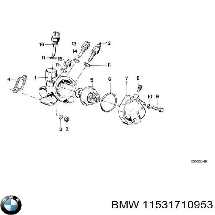Купити 11531710953 BMW Термостат в корпусі