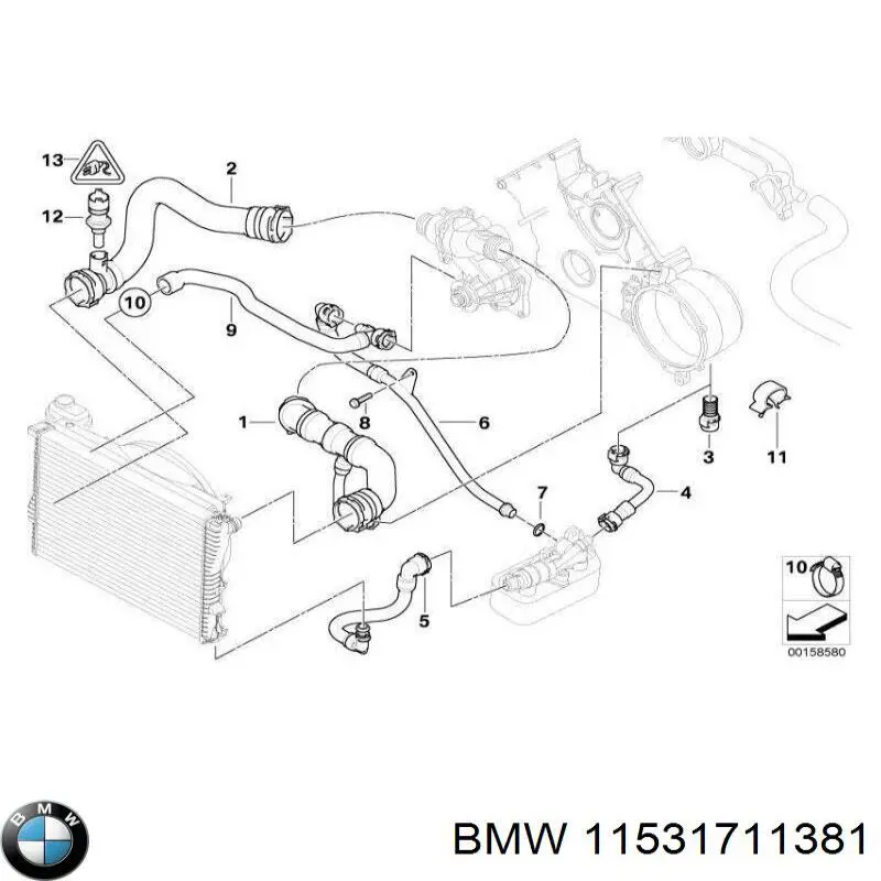 11531711381 BMW Шланги системи охолодження