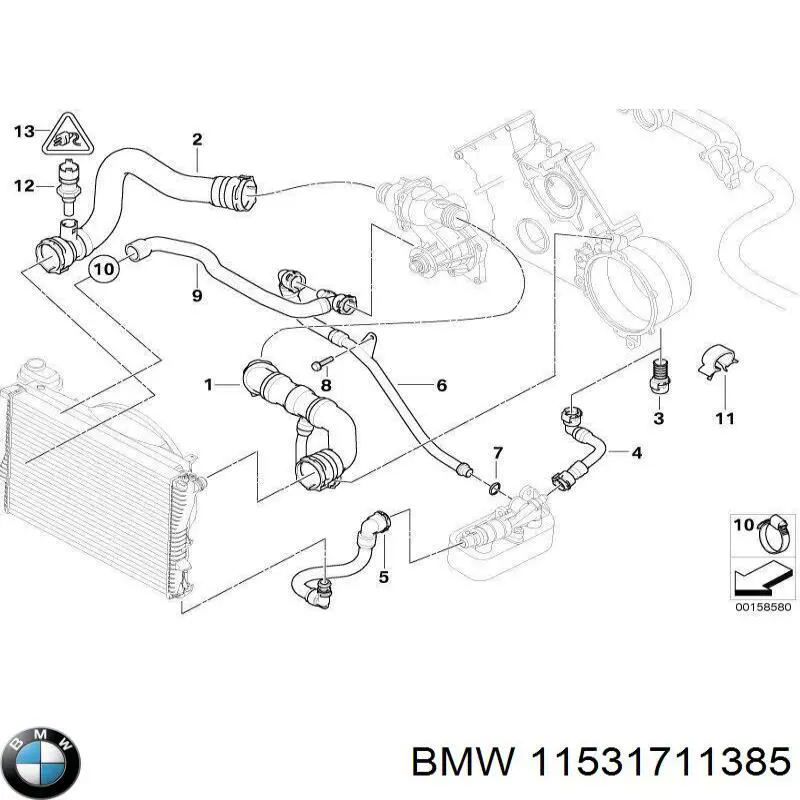 11531711385 BMW Шланг термостата
