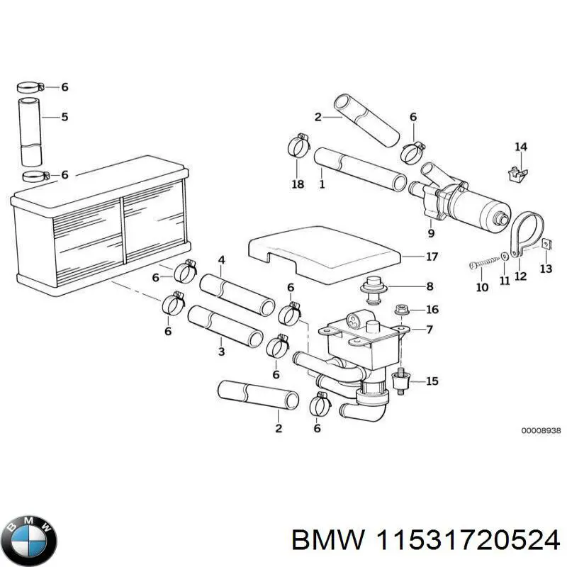 11531720524 BMW Шланг/патрубок радіатора охолодження, нижній
