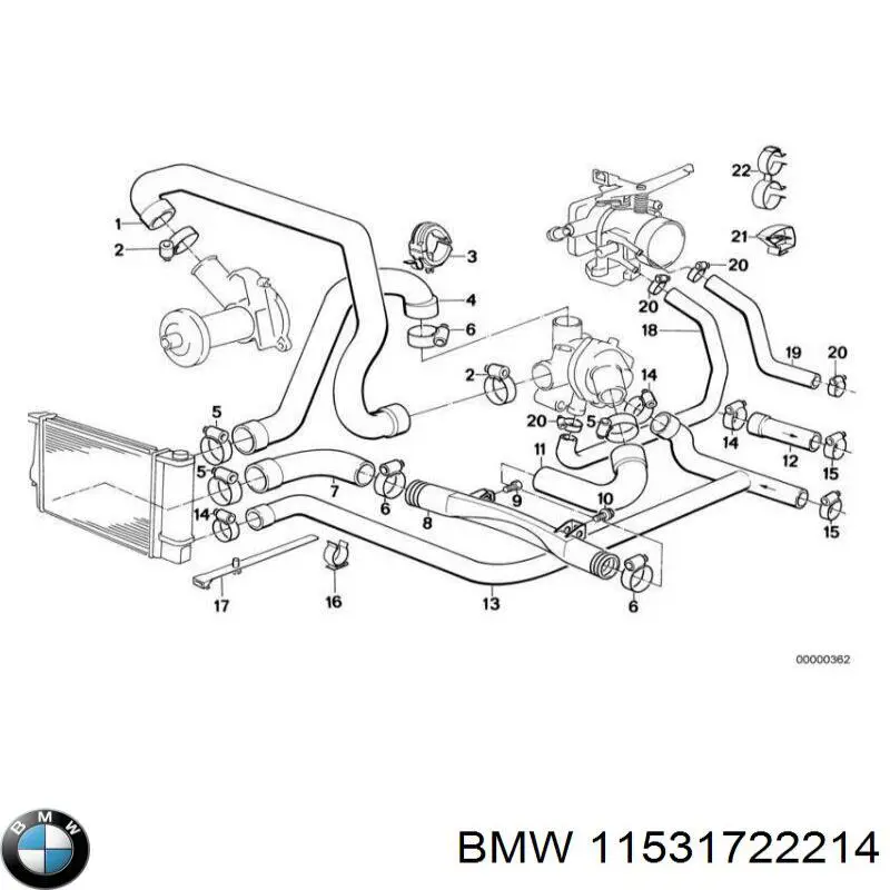 Патрубок системи охолодження BMW 11531722214 ціна, від 76.05 USD