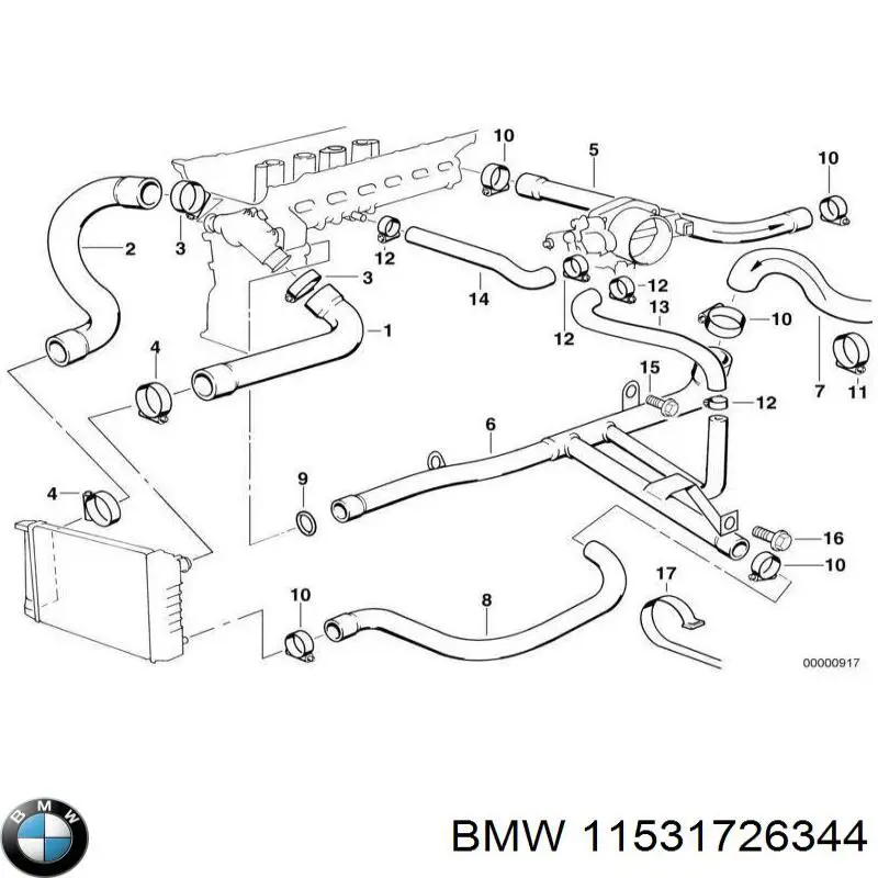 Шланг/патрубок радіатора охолодження, нижній BMW 11531726344 ціна, від 9.88 USD