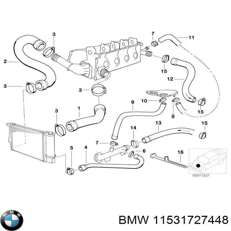 11531727448 BMW шланг/патрубок радіатора охолодження, верхній