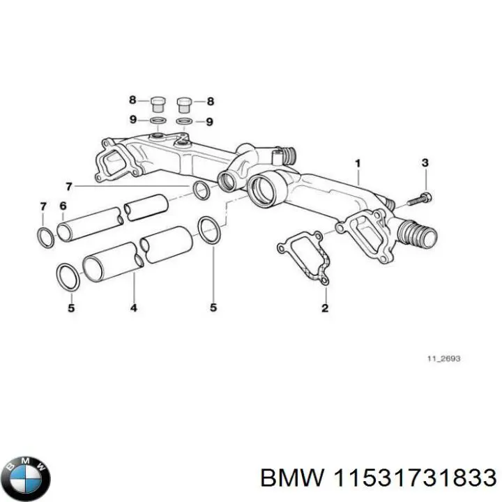 Прокладка водяного колектора системи охолодження BMW 11531731833 ціна, від 3.49 USD