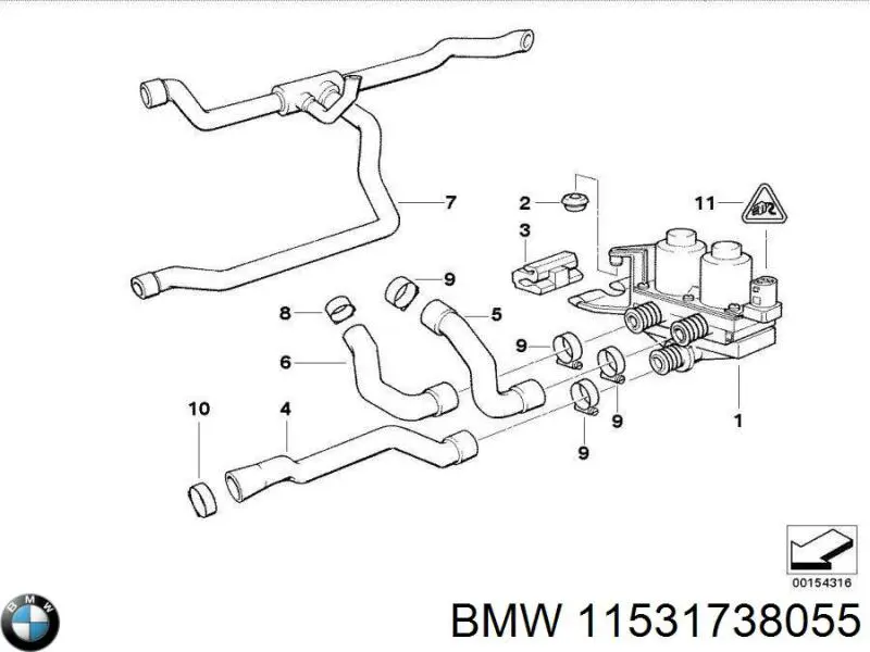 11531730286 BMW шланг/патрубок радіатора охолодження, нижній