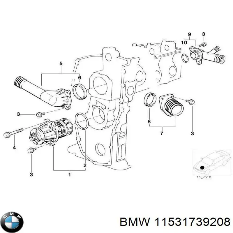 11531739208 BMW фланець системи охолодження (трійник)