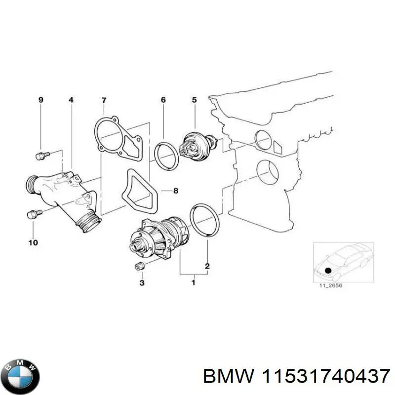 Купити 11531740437 BMW Прокладка корпусу термостата