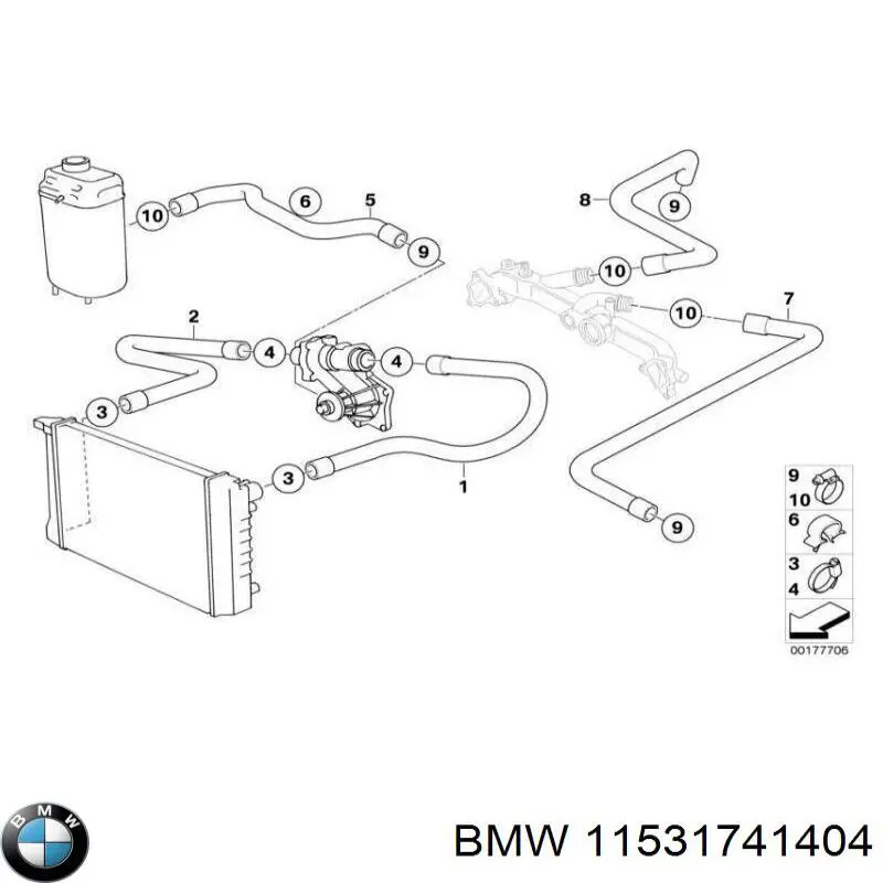 Купити 11531741404 BMW Шланг розширювального бачка, нижній