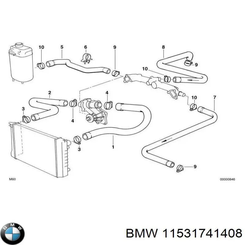 Патрубок системи охолодження BMW 11531741408 ціна, від 9.50 USD