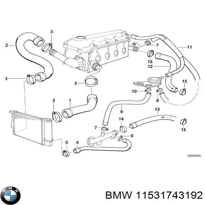 Купити 11531743192 BMW Шланг/патрубок радіатора охолодження, верхній