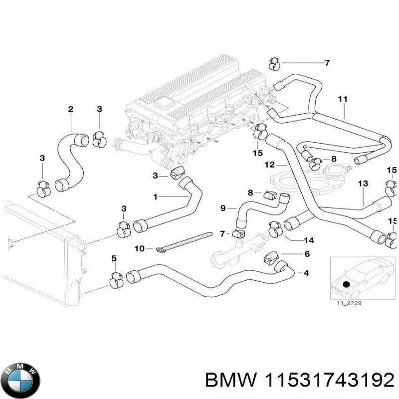 Патрубок системи охолодження BMW 11531743192 ціна, від 7.98 USD