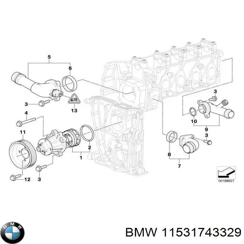 11531743329 BMW Фланець системи охолодження (трійник)