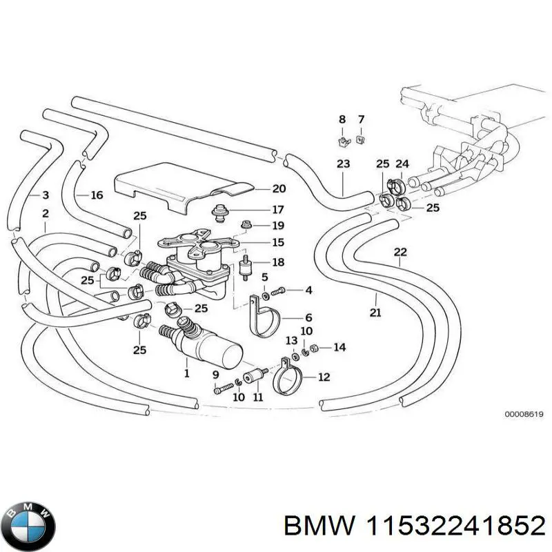 11532241852 BMW Шланг/патрубок радіатора охолодження, нижній