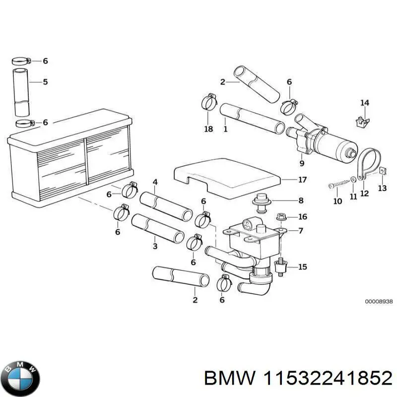 Шланг/патрубок радіатора охолодження, нижній 11532241852 BMW