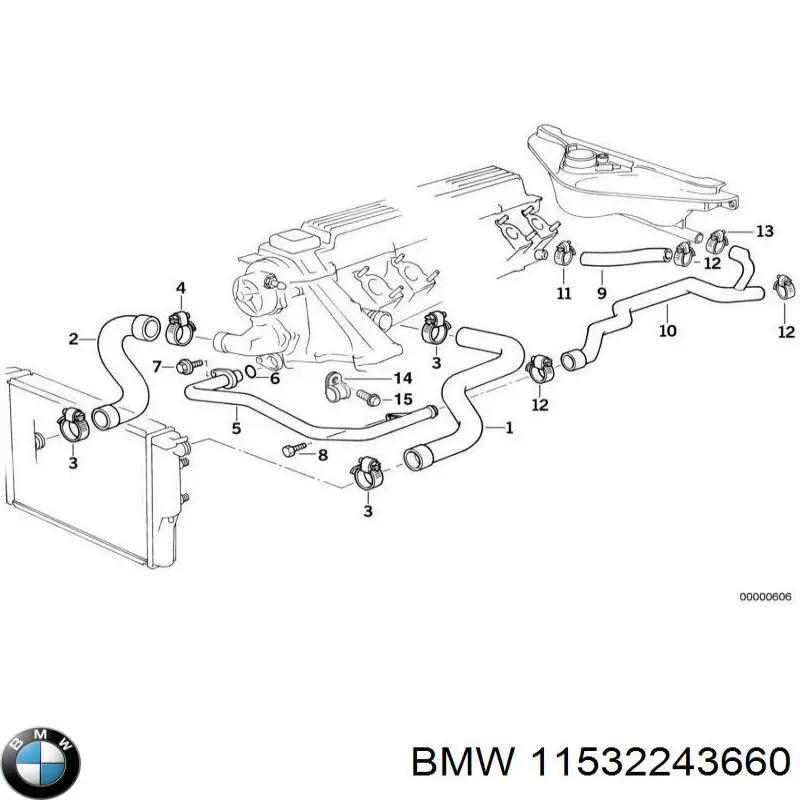 Патрубок системи охолодження BMW 11532243660 ціна, від 23.87 USD
