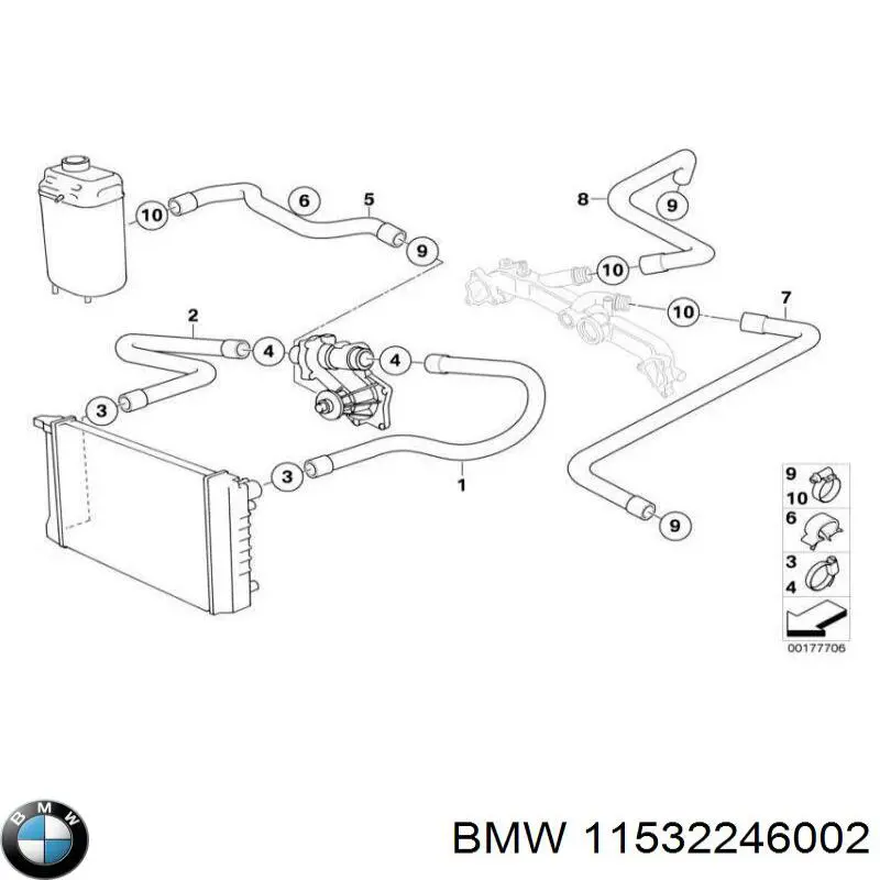 Патрубок системи охолодження BMW 11532246002 ціна, від 63.40 USD