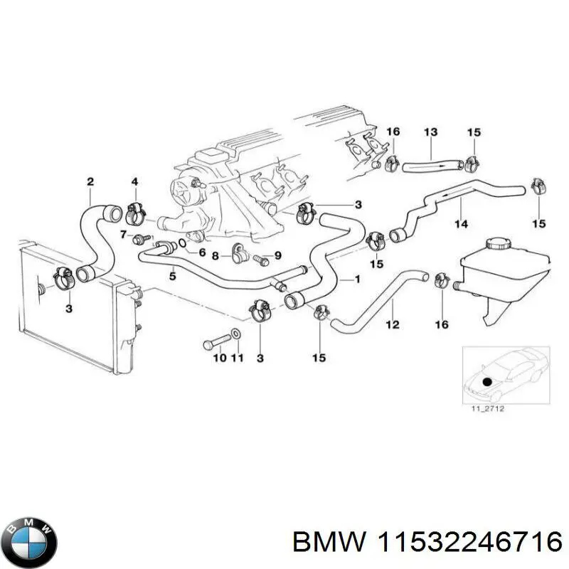 Шланг/патрубок системи охолодження 11532246716 BMW