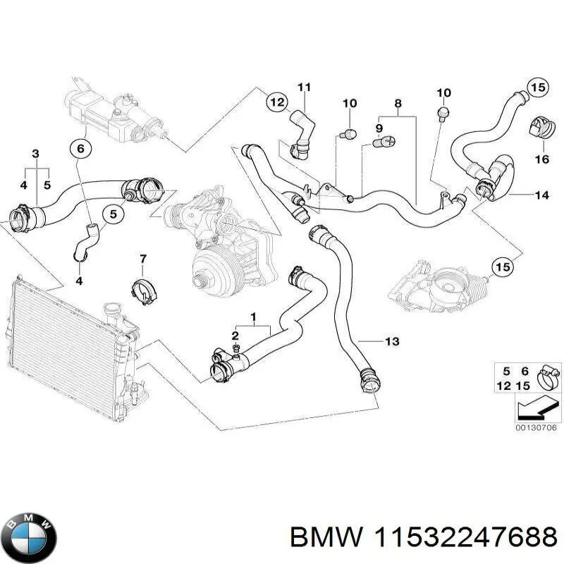 Купити 11532247688 BMW Шланг/патрубок радіатора охолодження, верхній