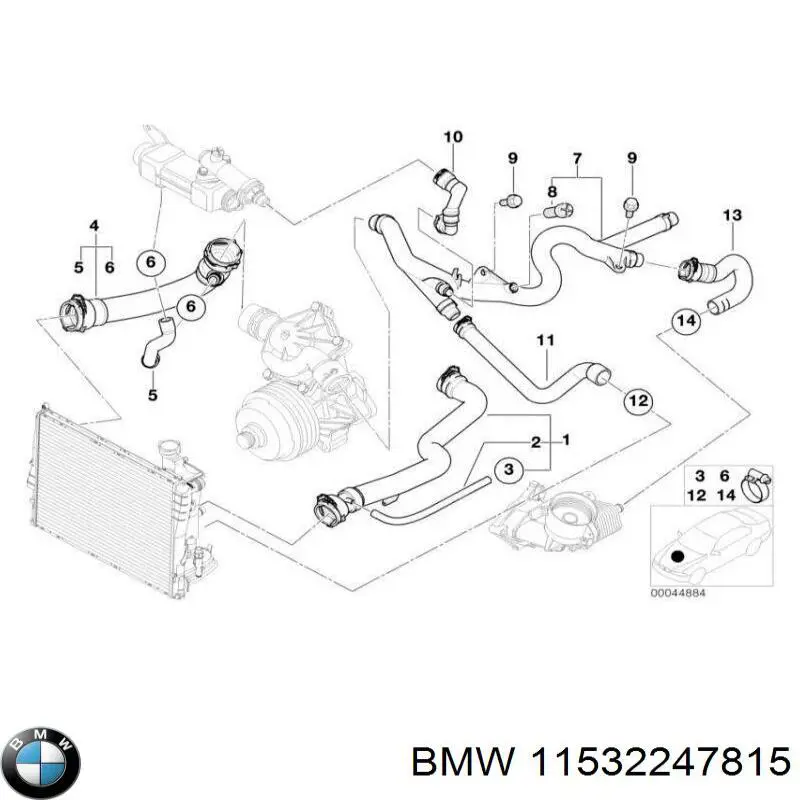Патрубок системи охолодження BMW 11532247815 ціна, від 99.48 USD