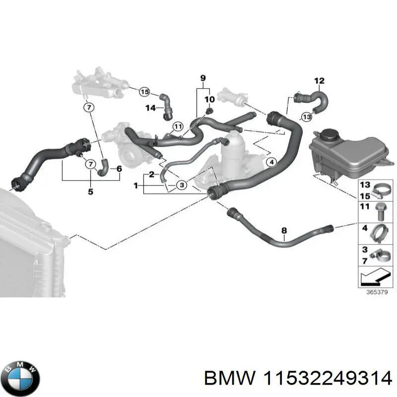 Шланг/патрубок радіатора охолодження, верхній 11532249314 BMW
