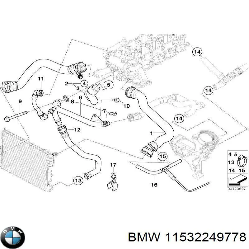 Патрубок системи охолодження BMW 11532249778 ціна, від 34.70 USD