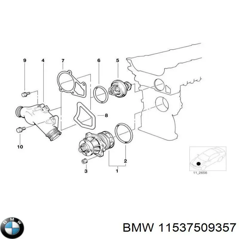 11537509357 BMW прокладка термостата