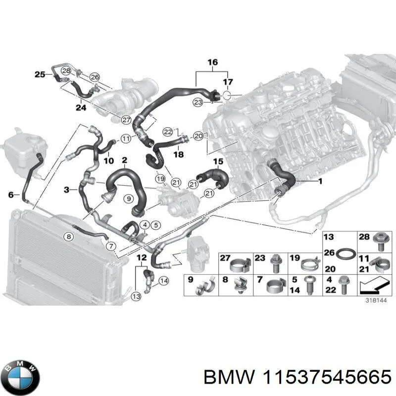 11537545665 BMW шланг (патрубок термостата)
