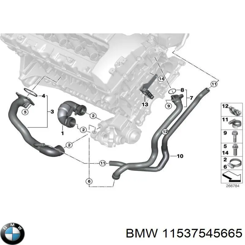 Купити 11537545665 BMW Шланг (патрубок) термостата