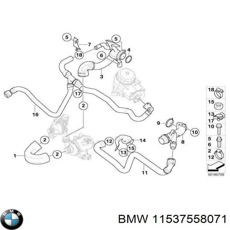 Купити 11537558071 BMW Шланг/патрубок водяного насосу, приймальний