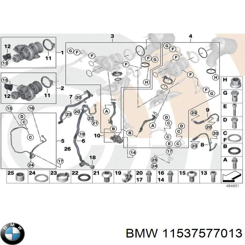Купити 11537577013 BMW Шланг/патрубок рідинного охолодження турбіни, подача
